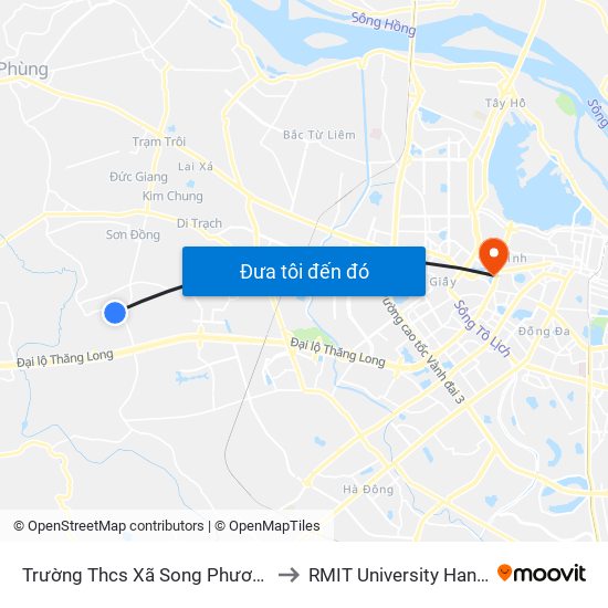 Trường Thcs Xã Song Phương to RMIT University Hanoi map