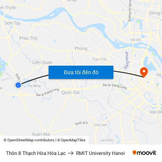 Thôn 8 Thạch Hòa Hòa Lạc to RMIT University Hanoi map