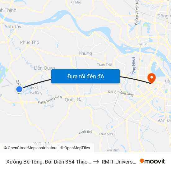 Xưởng Bê Tông, Đối Diện 354 Thạch Hòa Thạch Thất to RMIT University Hanoi map