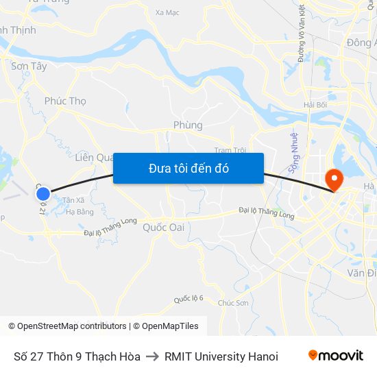 Số 27 Thôn 9 Thạch Hòa to RMIT University Hanoi map
