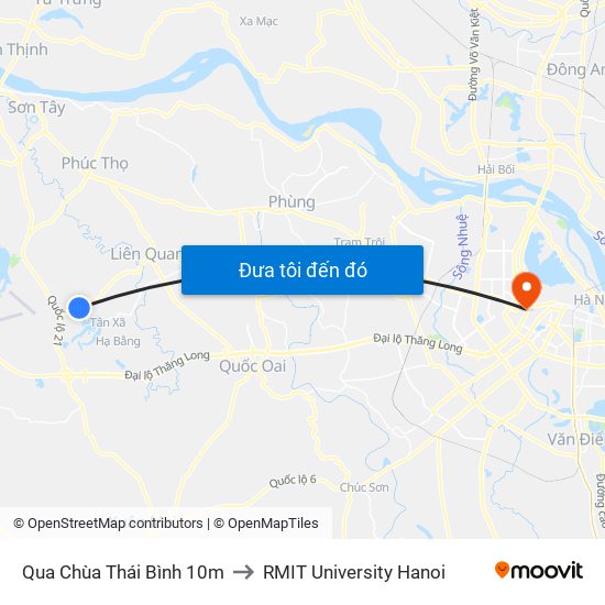 Qua Chùa Thái Bình 10m to RMIT University Hanoi map