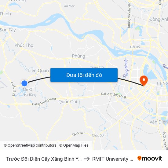 Trước Đối Diện Cây Xăng Bình Yên 20m to RMIT University Hanoi map