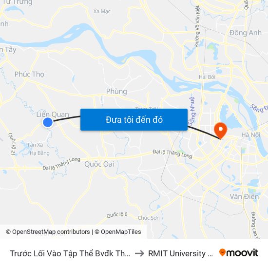 Trước Lối Vào Tập Thể Bvđk Thạch Thất to RMIT University Hanoi map