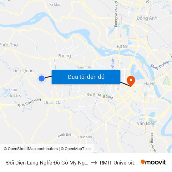 Đối Diện Làng Nghề Đồ Gỗ Mỹ Nghệ Thạch Thất to RMIT University Hanoi map