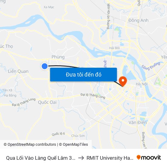 Qua Lối Vào Làng Quế Lâm 30m to RMIT University Hanoi map