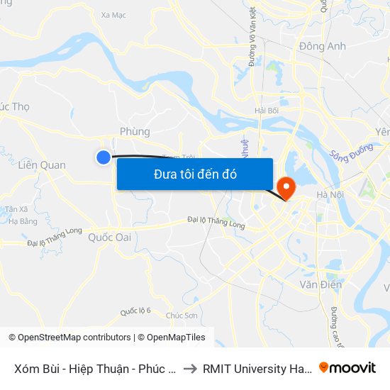 Xóm Bùi - Hiệp Thuận - Phúc Thọ to RMIT University Hanoi map
