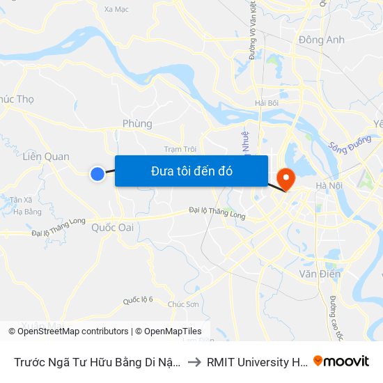 Trước Ngã Tư Hữu Bằng Di Nậu 30m to RMIT University Hanoi map