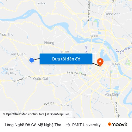 Làng Nghề Đồ Gỗ Mỹ Nghệ Thạch Thất to RMIT University Hanoi map