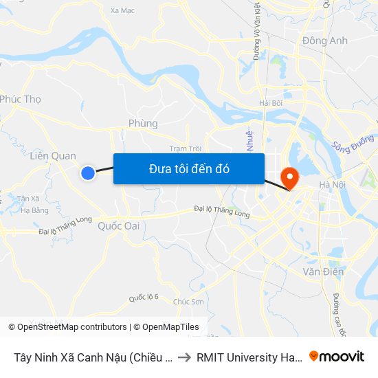 Tây Ninh Xã Canh Nậu (Chiều Về) to RMIT University Hanoi map