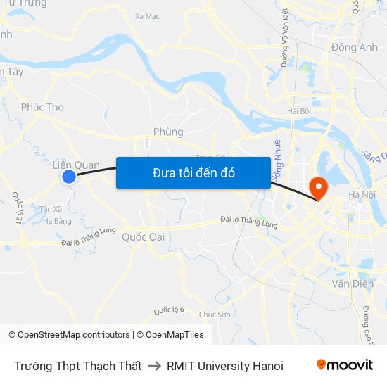 Trường Thpt Thạch Thất to RMIT University Hanoi map