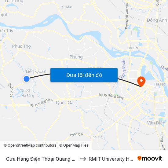 Cửa Hàng Điện Thoại Quang Chính to RMIT University Hanoi map