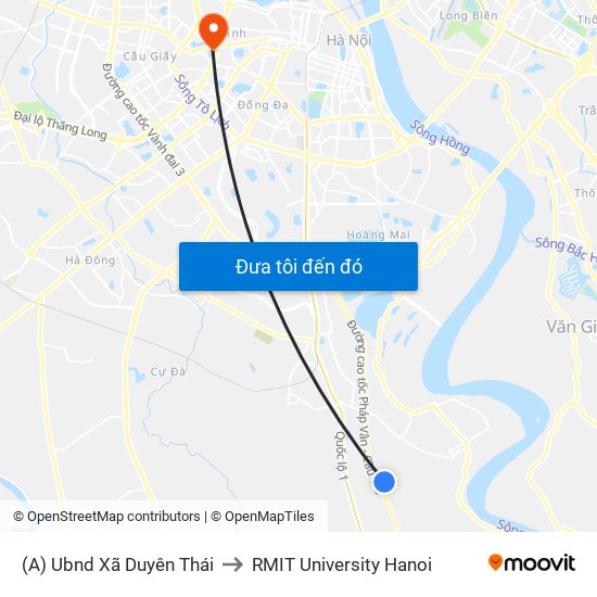 (A) Ubnd Xã Duyên Thái to RMIT University Hanoi map