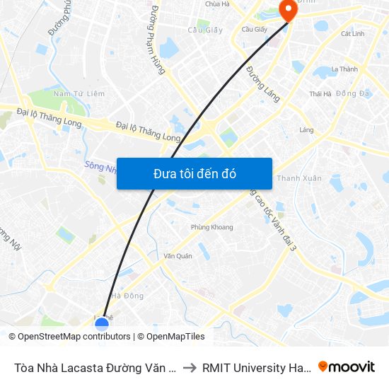 Tòa Nhà Lacasta Đường Văn Khê to RMIT University Hanoi map