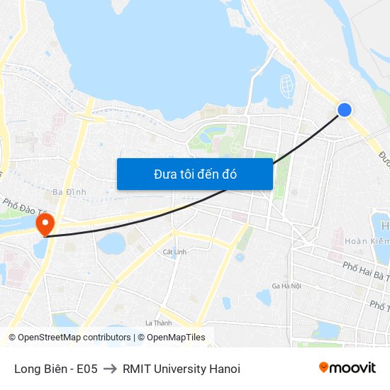 Long Biên - E05 to RMIT University Hanoi map