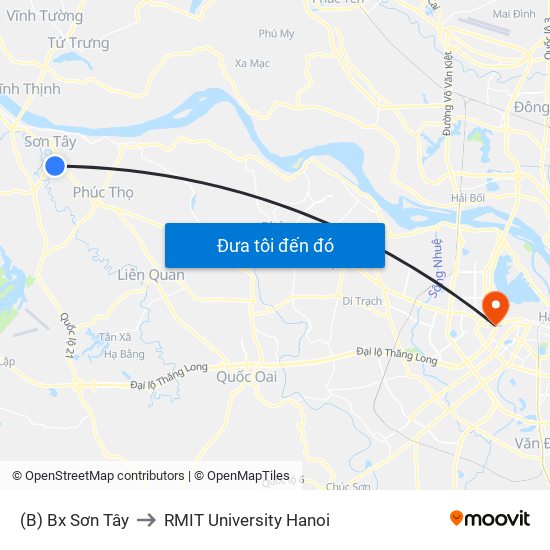 (B) Bx Sơn Tây to RMIT University Hanoi map