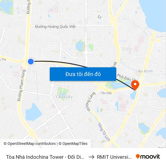 Tòa Nhà Indochina Tower - Đối Diện Đhqg Hà Nội to RMIT University Hanoi map