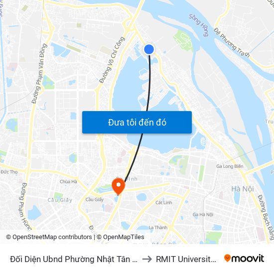 Đối Diện Ubnd Phường Nhật Tân - 399 Âu Cơ to RMIT University Hanoi map