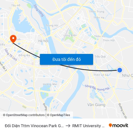 Đối Diện Tttm Vinocean Park Gia Lâm to RMIT University Hanoi map