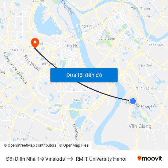 Đối Diện Nhà Trẻ Vinakids to RMIT University Hanoi map