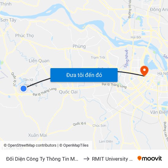 Đối Diện Công Ty Thông Tin M3 Viettel to RMIT University Hanoi map