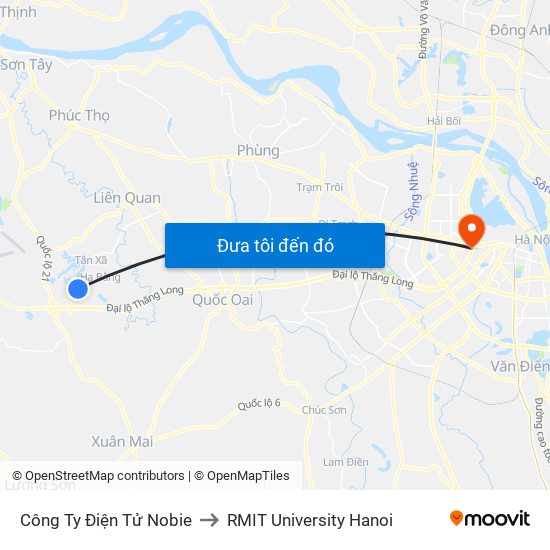 Công Ty Điện Tử Nobie to RMIT University Hanoi map