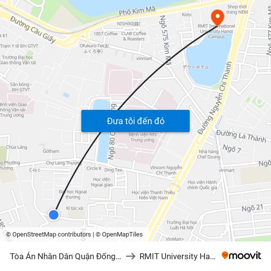 Tòa Án Nhân Dân Quận Đống Đa to RMIT University Hanoi map
