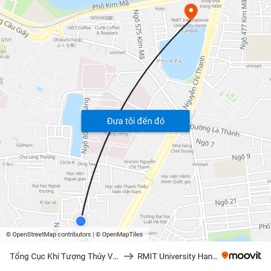 Tổng Cục Khí Tượng Thủy Văn to RMIT University Hanoi map