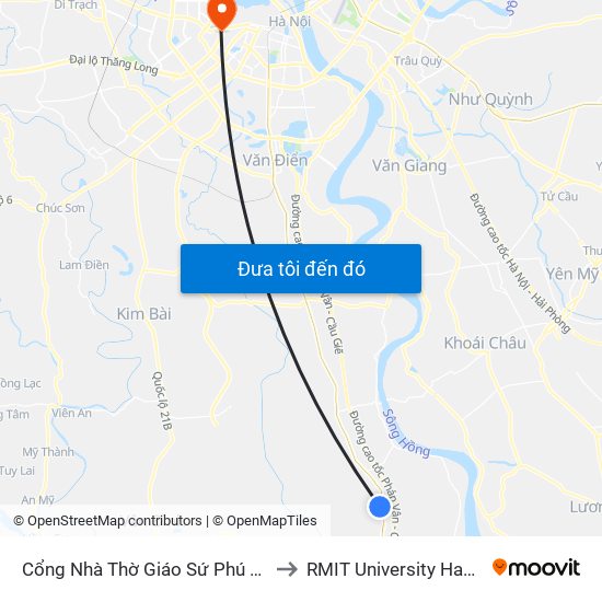 Cổng Nhà Thờ Giáo Sứ Phú Mỹ to RMIT University Hanoi map