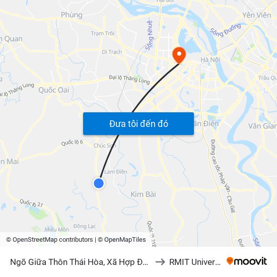Ngõ Giữa Thôn Thái Hòa, Xã Hợp Đồng, Chương Mỹ, Tl 419 to RMIT University Hanoi map