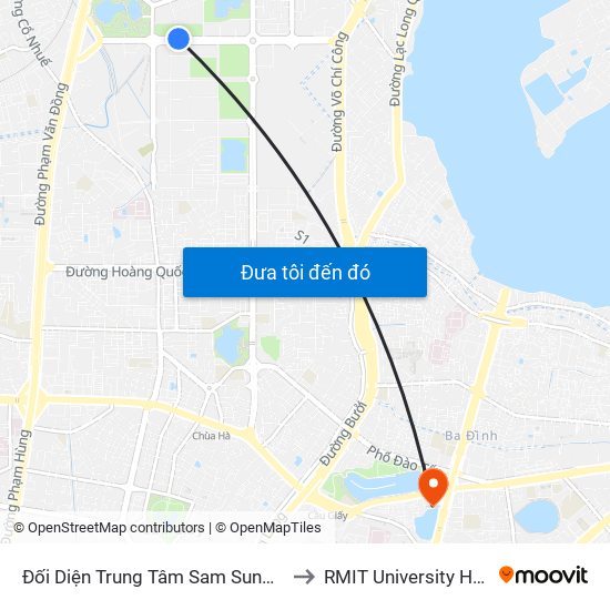 Đối Diện Trung Tâm Sam Sung R&D to RMIT University Hanoi map