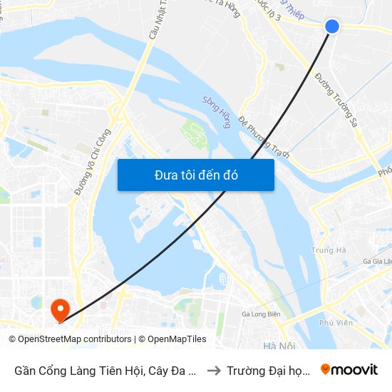 Gần Cổng Làng Tiên Hội, Cây Đa Bác Hồ - Km 5 +700 Quốc Lộ 3 to Trường Đại học Thủ đô Hà Nội map