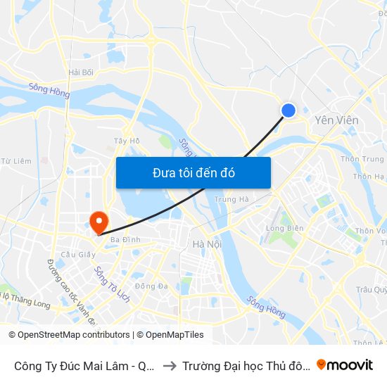 Công Ty Đúc Mai Lâm - Quốc Lộ 3 to Trường Đại học Thủ đô Hà Nội map