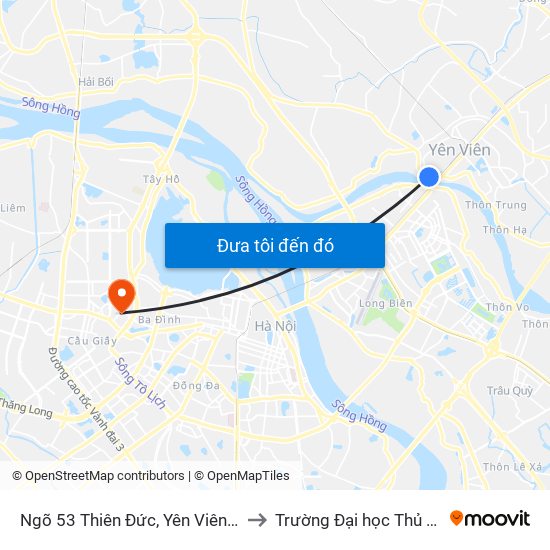Ngõ 53 Thiên Đức, Yên Viên - Quốc Lộ 3 to Trường Đại học Thủ đô Hà Nội map