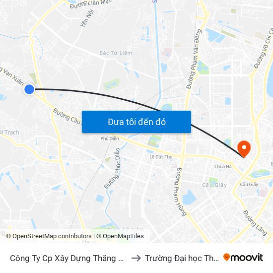 Công Ty Cp Xây Dựng Thăng Long - Quốc Lộ 32 to Trường Đại học Thủ đô Hà Nội map