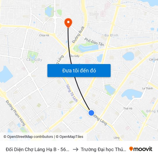 Đối Diện Chợ Láng Hạ B - 564 Đường Láng to Trường Đại học Thủ đô Hà Nội map