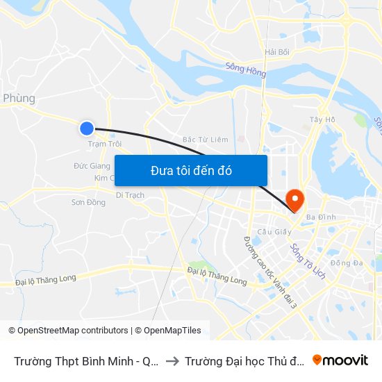 Trường Thpt Bình Minh - Quốc Lộ 32 to Trường Đại học Thủ đô Hà Nội map