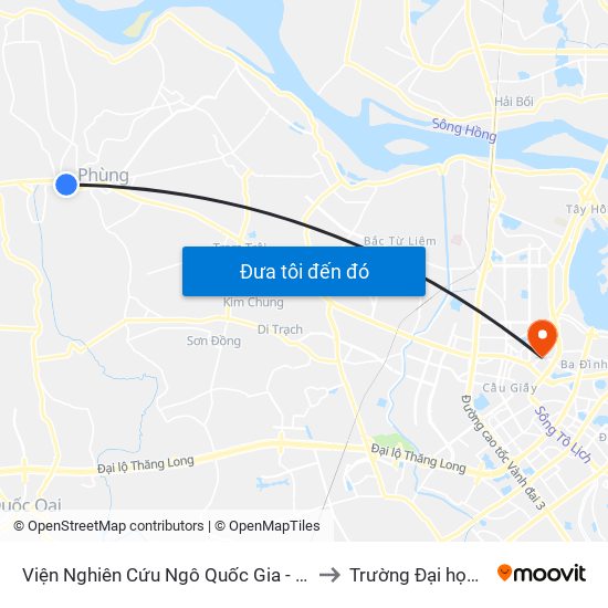 Viện Nghiên Cứu Ngô Quốc Gia - Quốc Lộ 32 (Cọc Tiêu H2/22) to Trường Đại học Thủ đô Hà Nội map