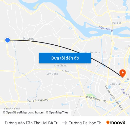 Đường Vào Đền Thờ Hai Bà Trưng - Quốc Lộ 32 to Trường Đại học Thủ đô Hà Nội map