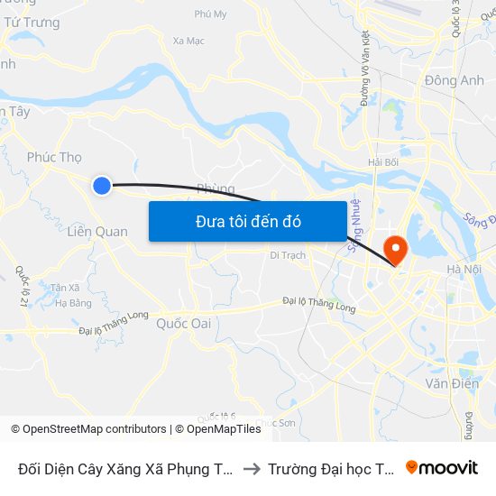 Đối Diện Cây Xăng Xã Phụng Thượng - Quốc Lộ 32 to Trường Đại học Thủ đô Hà Nội map