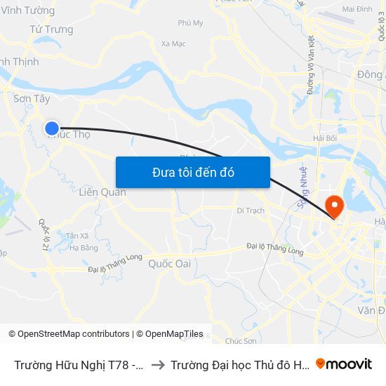 Trường Hữu Nghị T78 - Ql32 to Trường Đại học Thủ đô Hà Nội map