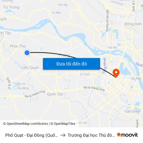 Phố Quạt - Đại Đồng (Quốc Lộ 32) to Trường Đại học Thủ đô Hà Nội map