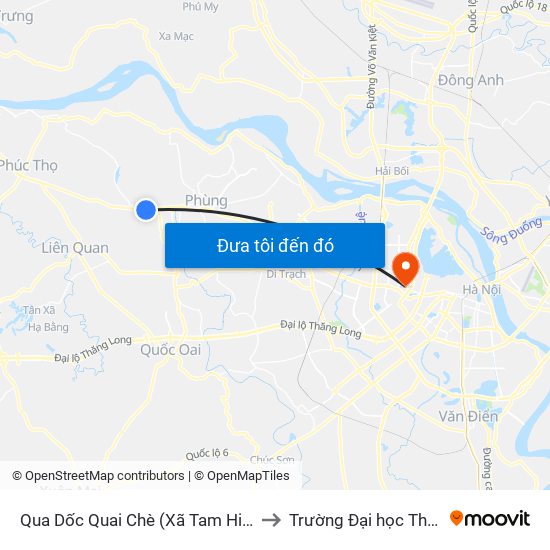 Qua Dốc Quai Chè (Xã Tam Hiệp) - Quốc Lộ 32 to Trường Đại học Thủ đô Hà Nội map