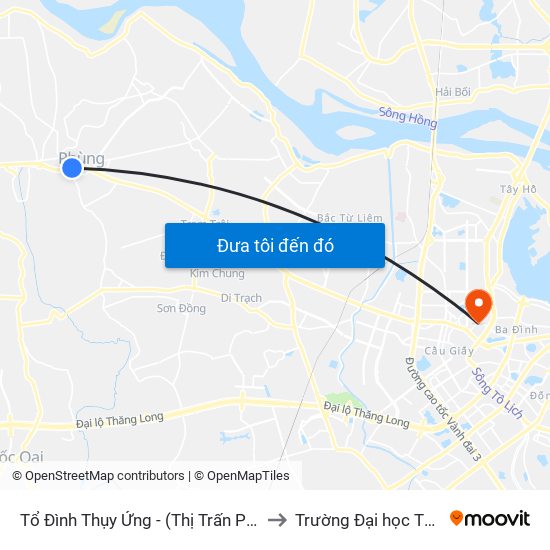 Tổ Đình Thụy Ứng - (Thị Trấn Phùng) - Quốc Lộ 32 to Trường Đại học Thủ đô Hà Nội map
