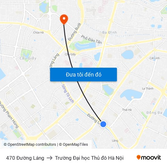 470 Đường Láng to Trường Đại học Thủ đô Hà Nội map
