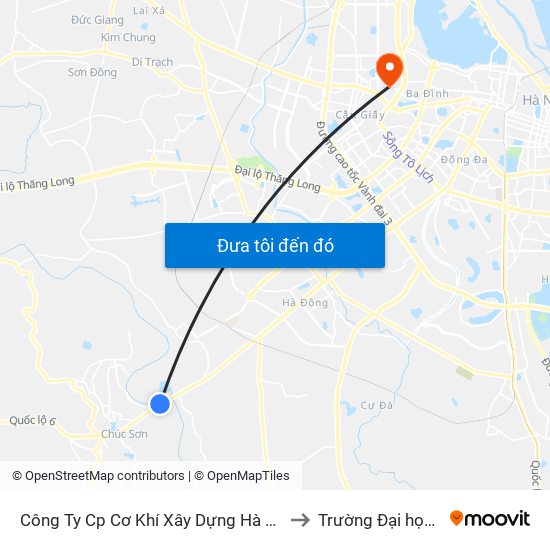 Công Ty Cp Cơ Khí Xây Dựng Hà Thái - 53 Biên Giang, Quốc Lộ 6 to Trường Đại học Thủ đô Hà Nội map