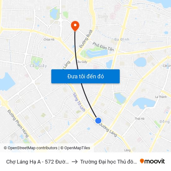 Chợ Láng Hạ A - 572 Đường Láng to Trường Đại học Thủ đô Hà Nội map