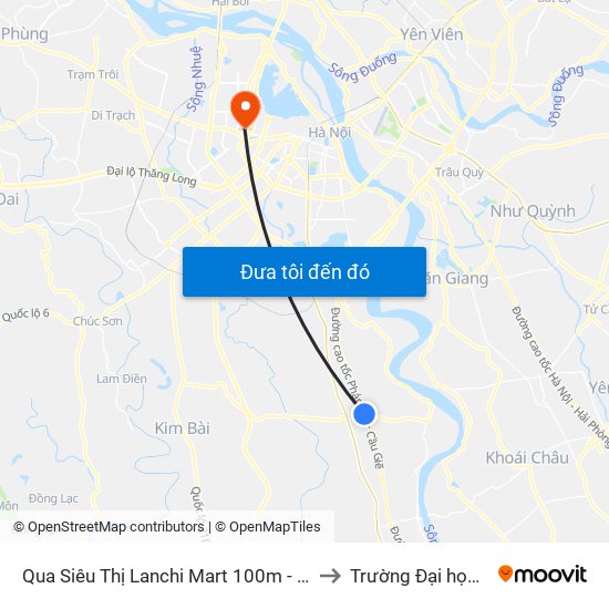 Qua Siêu Thị Lanchi Mart 100m - Cạnh Cột Mốc H1/13 - Tl 427 to Trường Đại học Thủ đô Hà Nội map