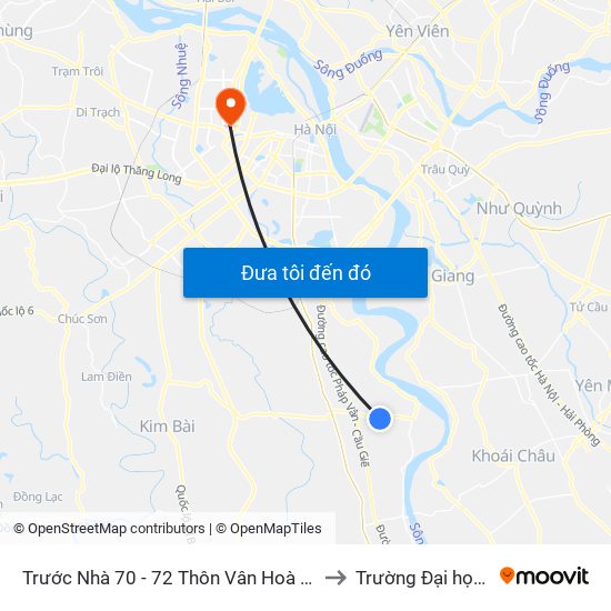 Trước Nhà 70 - 72 Thôn Vân Hoà  Xã Vân Tảo (Đường 71) - Tl 427 to Trường Đại học Thủ đô Hà Nội map