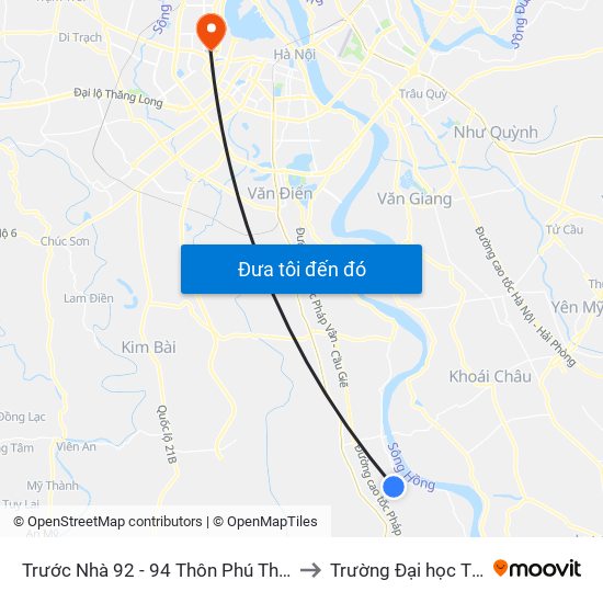 Trước Nhà 92 - 94 Thôn Phú Thịnh - Phú Minh - Tl429 to Trường Đại học Thủ đô Hà Nội map