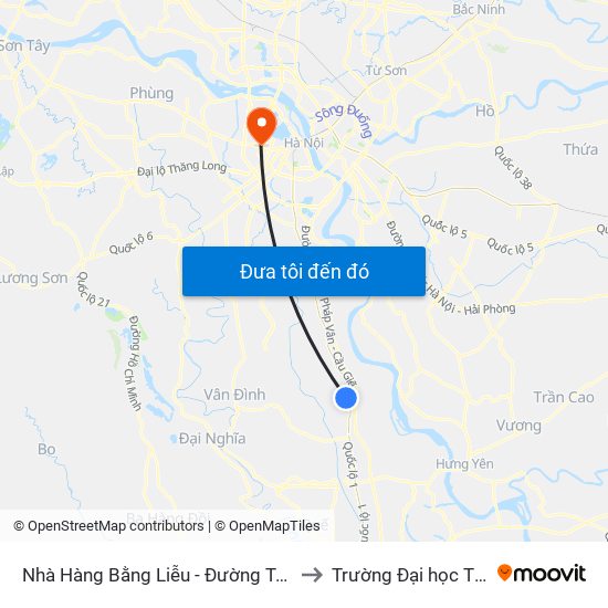 Nhà Hàng Bằng Liễu - Đường Trục Huyện Thao Chính to Trường Đại học Thủ đô Hà Nội map